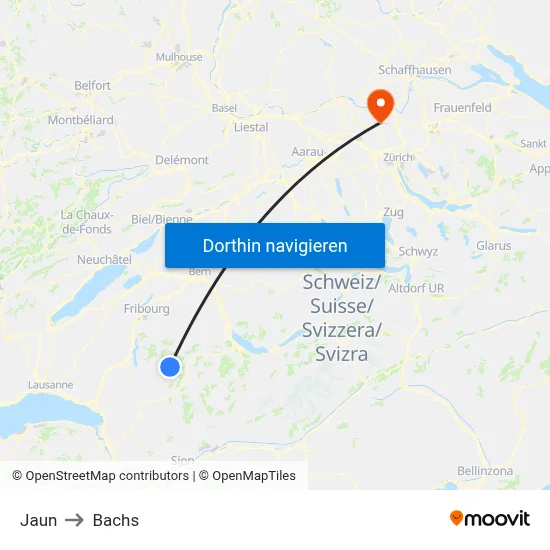 Jaun to Bachs map