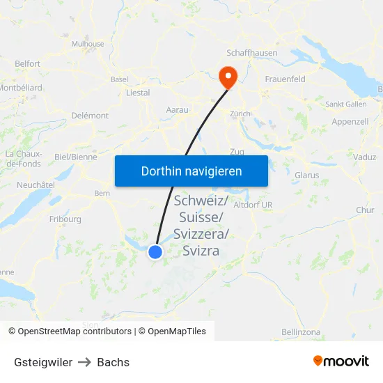 Gsteigwiler to Bachs map