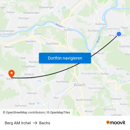 Berg AM Irchel to Bachs map