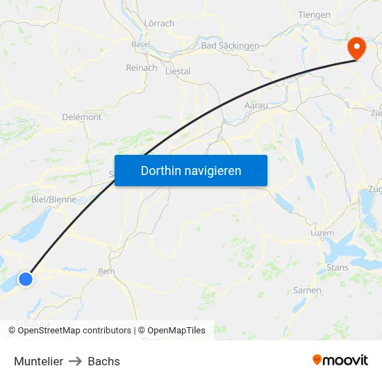 Muntelier to Bachs map