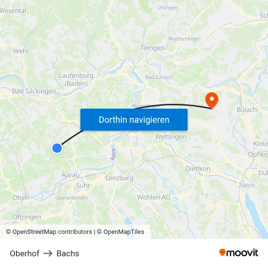 Oberhof to Bachs map