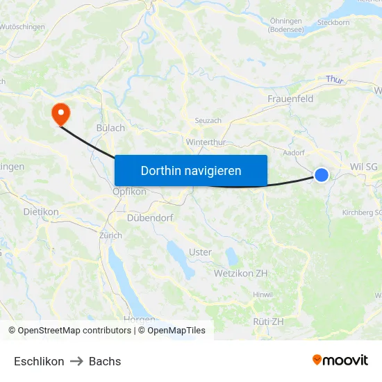 Eschlikon to Bachs map