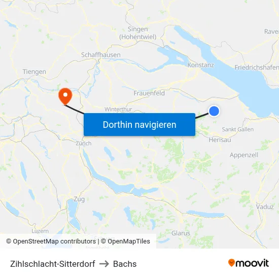 Zihlschlacht-Sitterdorf to Bachs map