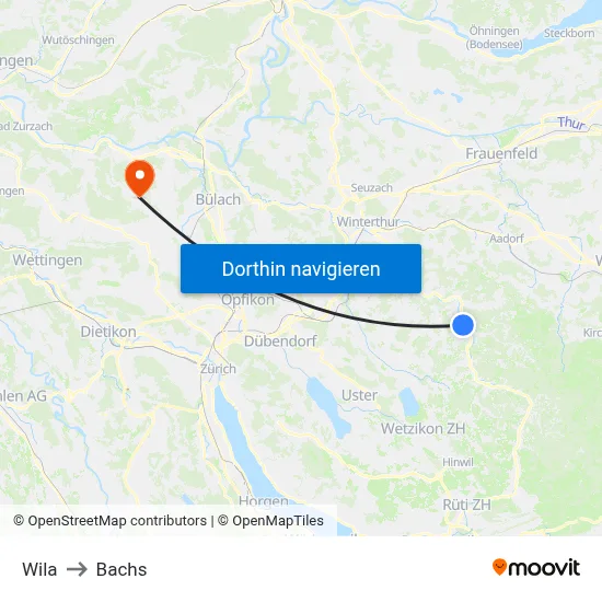Wila to Bachs map
