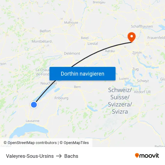 Valeyres-Sous-Ursins to Bachs map