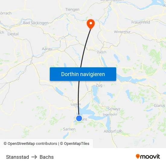 Stansstad to Bachs map