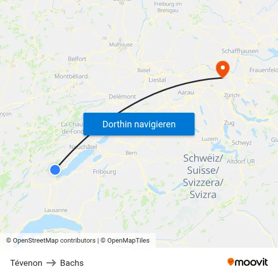 Tévenon to Bachs map