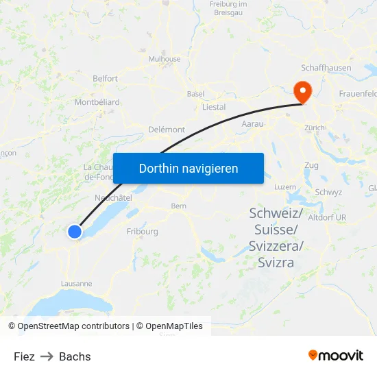 Fiez to Bachs map