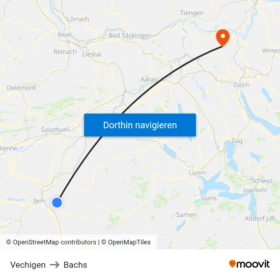 Vechigen to Bachs map