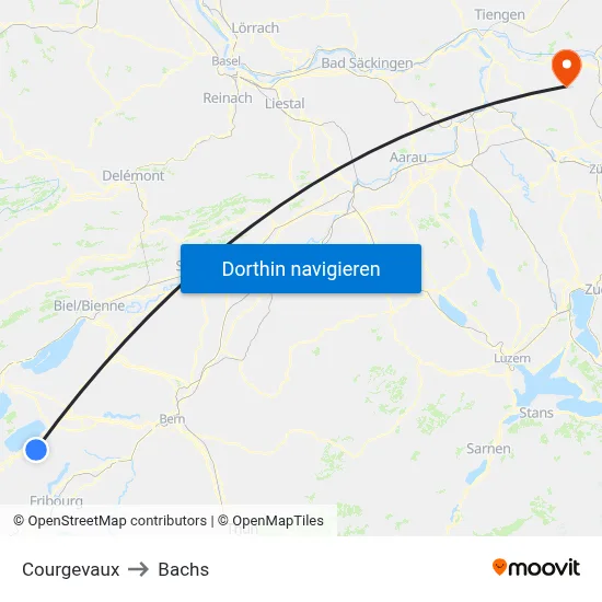 Courgevaux to Bachs map