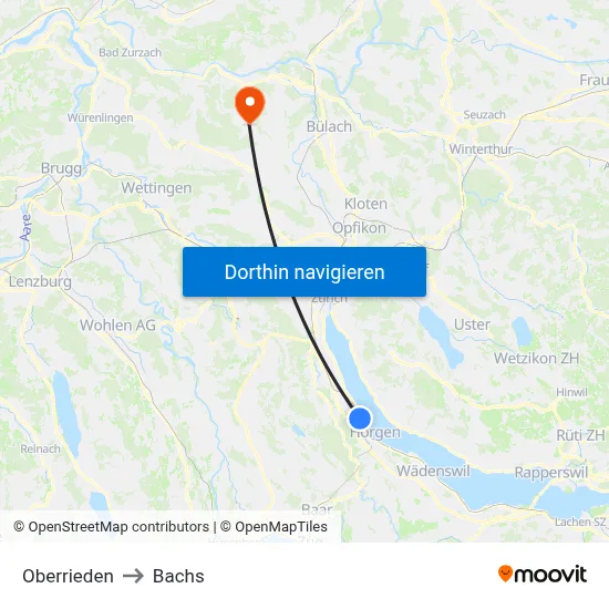 Oberrieden to Bachs map