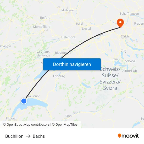 Buchillon to Bachs map