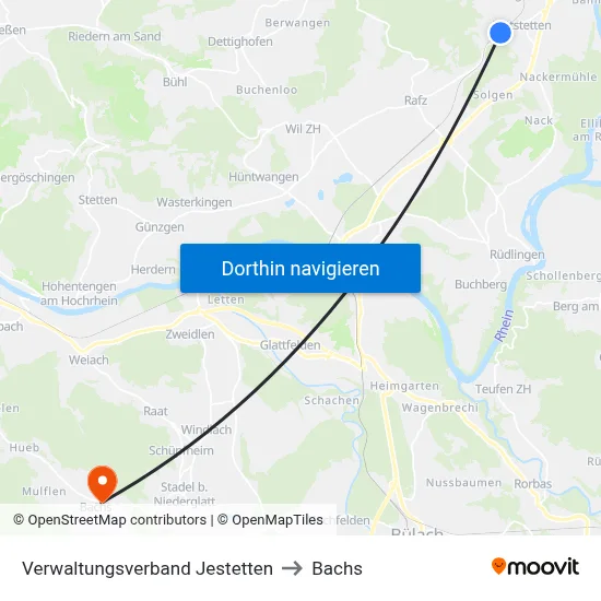 Verwaltungsverband Jestetten to Bachs map