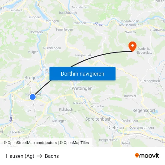 Hausen (Ag) to Bachs map