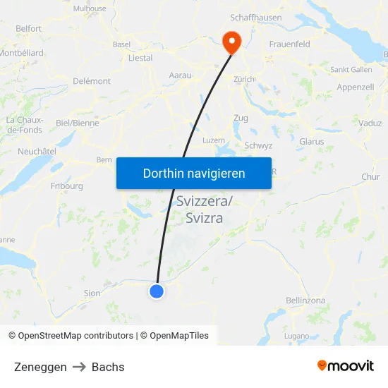 Zeneggen to Bachs map
