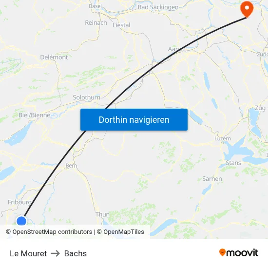 Le Mouret to Bachs map