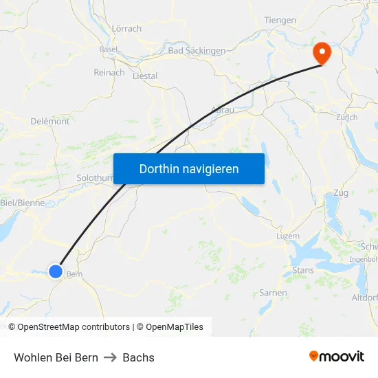 Wohlen Bei Bern to Bachs map