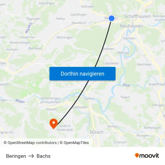 Beringen to Bachs map