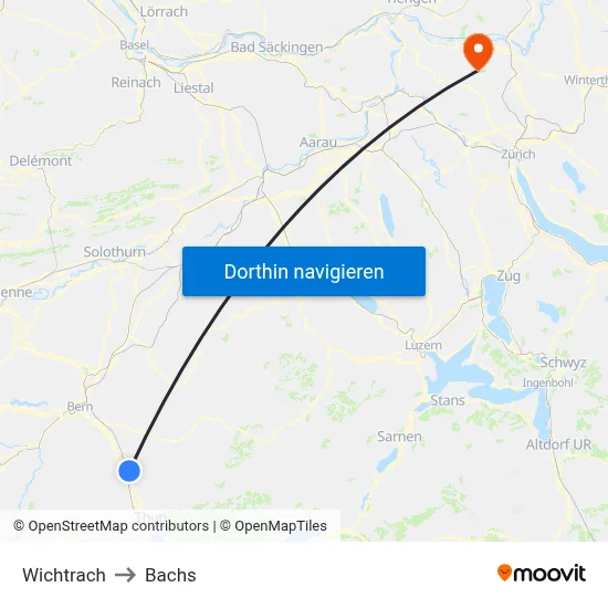 Wichtrach to Bachs map