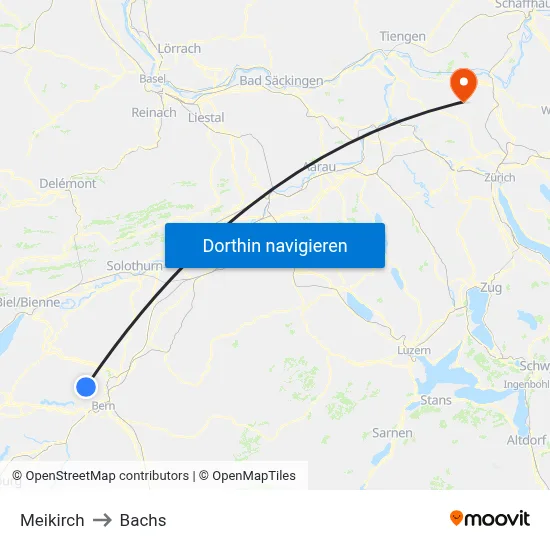 Meikirch to Bachs map