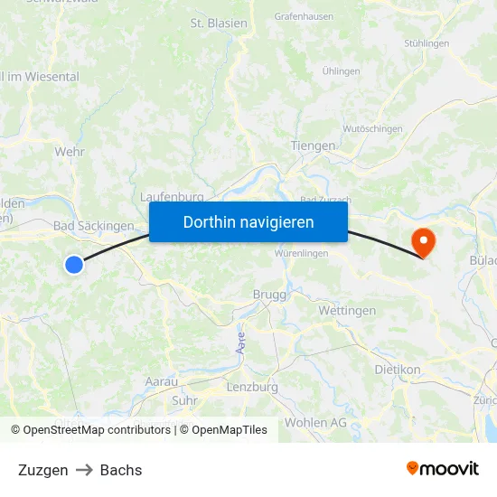 Zuzgen to Bachs map