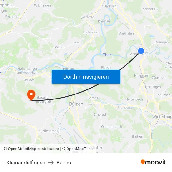 Kleinandelfingen to Bachs map