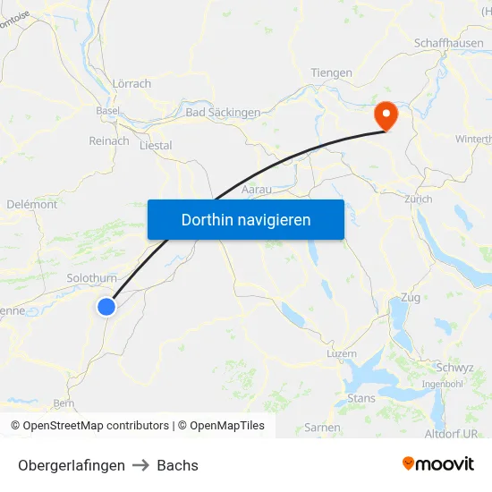 Obergerlafingen to Bachs map