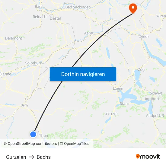 Gurzelen to Bachs map