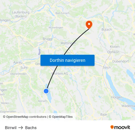 Birrwil to Bachs map