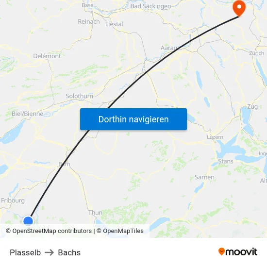 Plasselb to Bachs map