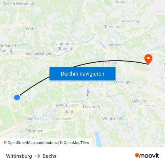 Wittinsburg to Bachs map
