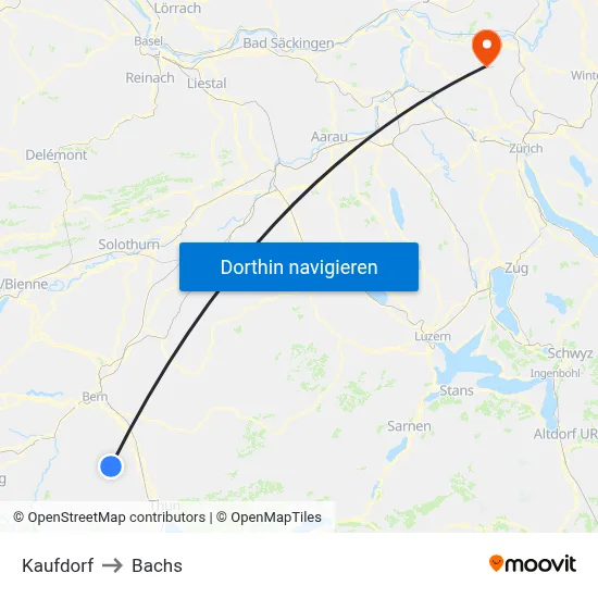 Kaufdorf to Bachs map