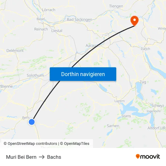 Muri Bei Bern to Bachs map