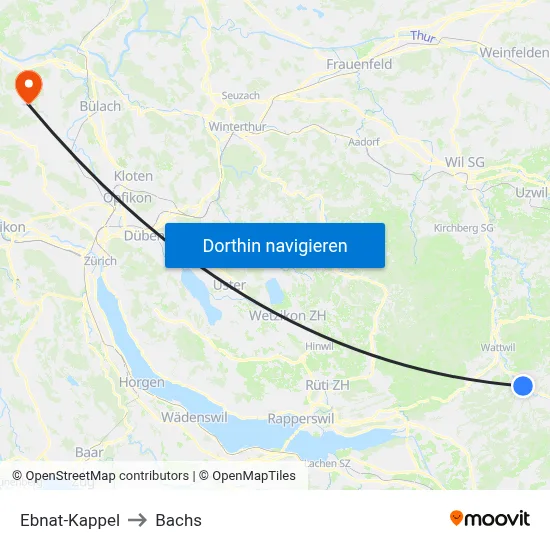 Ebnat-Kappel to Bachs map