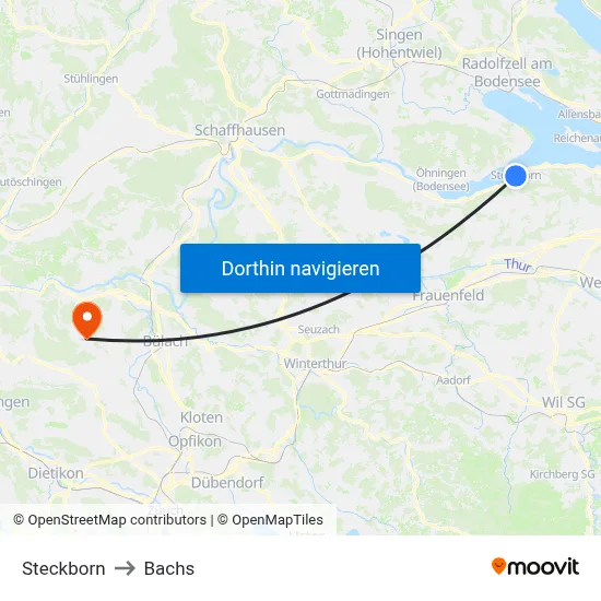 Steckborn to Bachs map
