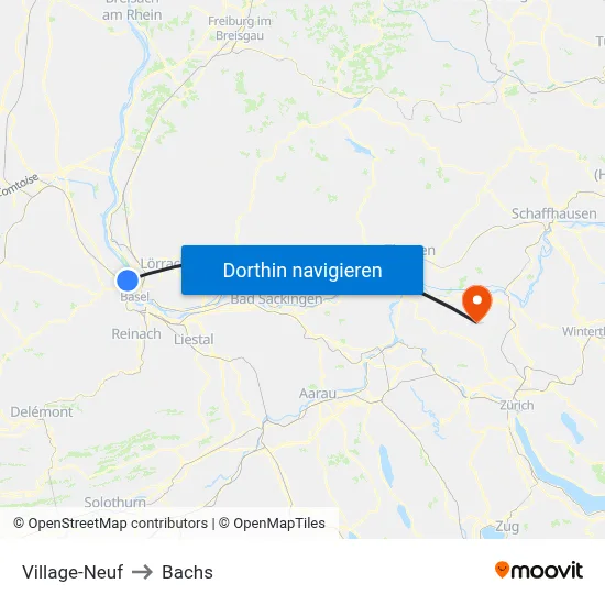 Village-Neuf to Bachs map