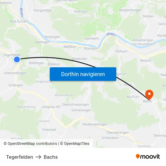 Tegerfelden to Bachs map