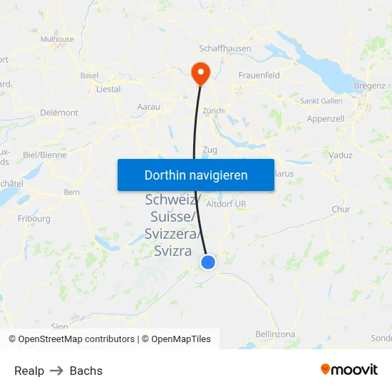 Realp to Bachs map