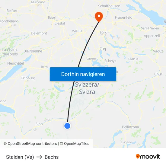 Stalden (Vs) to Bachs map