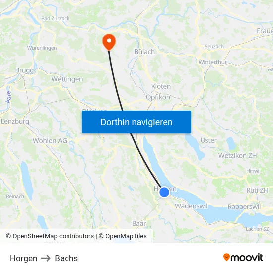 Horgen to Bachs map