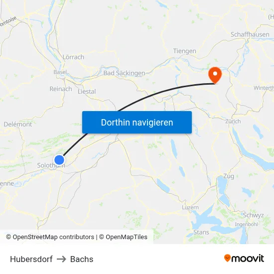 Hubersdorf to Bachs map