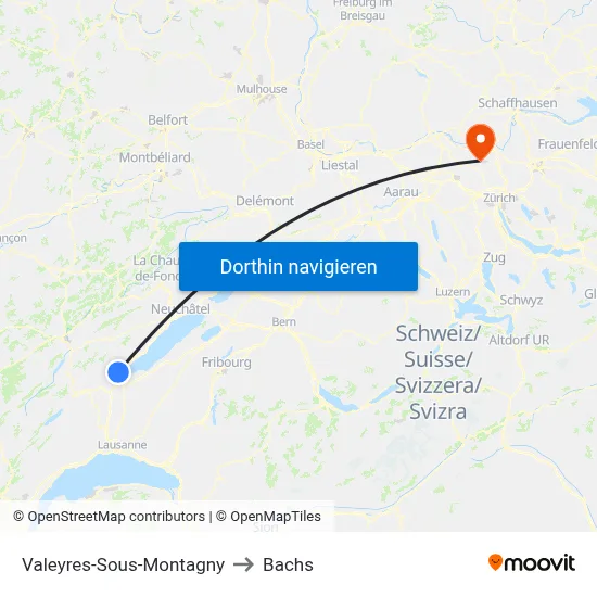 Valeyres-Sous-Montagny to Bachs map