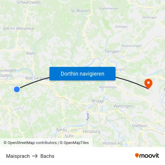 Maisprach to Bachs map