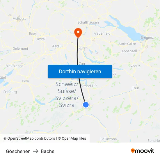 Göschenen to Bachs map