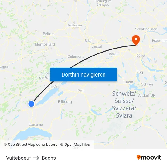 Vuiteboeuf to Bachs map