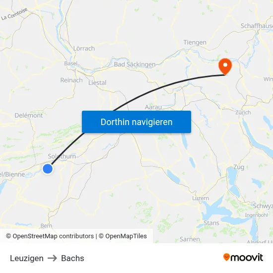 Leuzigen to Bachs map