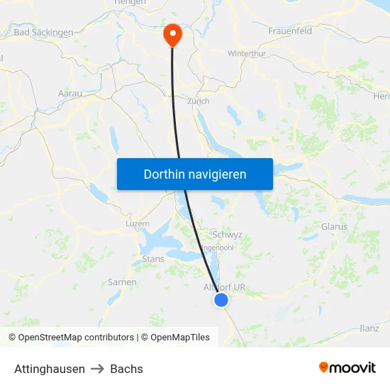 Attinghausen to Bachs map