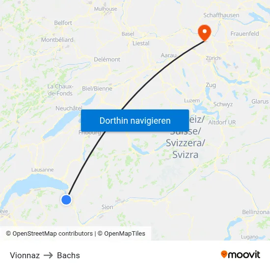 Vionnaz to Bachs map