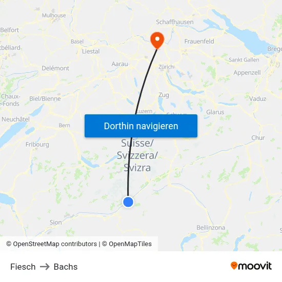 Fiesch to Bachs map