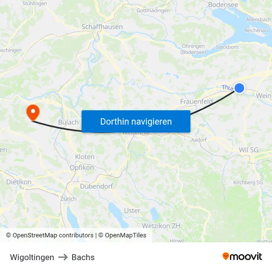 Wigoltingen to Bachs map
